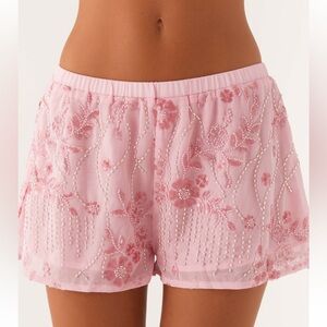 Peppermayo Pink Embellished Floral Shorts